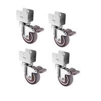 脚轮万向轮2寸静音U型夹板带刹车轻型家具婴儿床餐桌花架茶几轱辘 16mm板距(对应板厚1.6公分) 4个不刹车