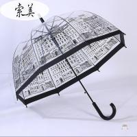 英伦风雨伞 蘑菇公主伞 拱形透明伞 英国 伦敦景点鸟笼伞 旅游伞 弯钩手柄长柄阿波罗拱形建铱房子透明伞