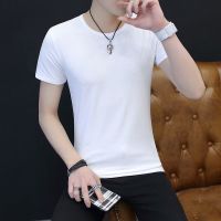 [1件/2件] 短袖t恤男士韩版半袖学生体恤男上衣服打底衫潮男装 [高质型]纯白[单件装] 3XL