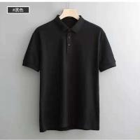 夏季短袖男翻领POLO衫英伦复古帅气条纹百搭休闲T恤修身保罗上衣 [纯棉普通款]黑色POLO衫 M [100斤以内]