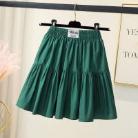绿色半身裙女夏小个子2021新款学生防走光高腰a字短裙法式蓬蓬裙 绿色[带安全裤] S 80-90斤