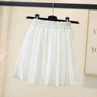 白色雪纺百褶半身裙2021夏季新款松紧高腰显瘦仙女a字黑色短裙子 白色 [自带防走光内衬透气不透肉] S [建议[80-