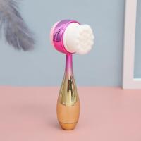 双面洗脸刷软毛手动硅胶洗脸刷洁面刷深层清洁毛孔去黑头炫彩 香槟金保龄球 [送起泡网]