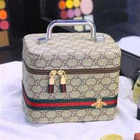 高级化妆包大容量便携外出随身护肤品收纳盒小ins硬壳立体箱手提 棕色小号(单箱)