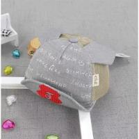 婴儿帽子夏季薄款0-3-6个月新生儿胎帽男女宝宝遮阳鸭舌帽棒球帽 英文J网格-灰色 0-6个月(35-43CM)