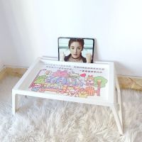 轻便可放床上用的小桌子懒人电脑折叠桌卧室坐地学生宿舍儿童学习 白色折叠桌 送 动物商店贴纸