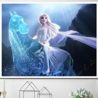 新款钻石画满钻儿童diy手工制作学生冰雪奇缘客厅卧室贴钻十字绣 爱莎公主A款 [满钻]30X40cm送九钻笔