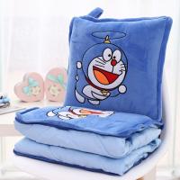 抱枕被子两用卡通被夏凉被汽车靠枕被午睡枕二合一多功能空调被子 叮当猫 被子打开1米*1.5米