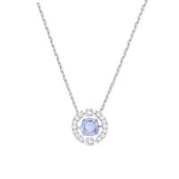 施家跳动的心项链女圆形怦然心动水晶锁骨链玫瑰金灵动天鹅礼物 精美包装 白金蓝色