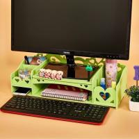 显示器屏增高架办公桌面收纳盒简约现代护颈台式机抬高架键盘收纳 绿色5mm木塑3829款