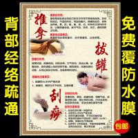 养生馆推拿按摩刮痧拔罐功能挂图中医特色理疗文化海报 pp背胶(撕开即贴) 40*60厘米