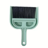 加厚迷你收纳整理桌面簸箕套装小扫帚小扫把套装清洁刷键盘刷 绿色