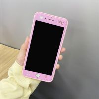蝴蝶结苹果6S钢化膜iPhone7PLUS彩膜苹果11手机壳XR简约i11promax 粉底蝴蝶结 钢化膜 苹果6和6S