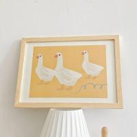 ins风简约可爱小鸭鸭居家装饰画民宿软装挂画办公室摆件生日礼物 原木色框大鹅 8寸(17.5*22.5cm)