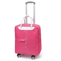 万向轮拉杆包女双肩包手拖包飞机轮旅行箱大容量行李包短途旅行袋 玫红 小号定向轮无肩带