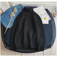 春秋款黑色风衣男2020新款中长款男士外套帅气潮流大衣韩版卡其色 高领毛衣黑色 M