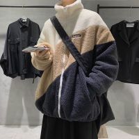 秋冬季羊羔绒外套棉袄男学生韩版宽松百搭外套男潮ins秋冬棉服男 卡其色 M 码