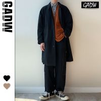 春秋季2021新款日系复古长款风衣男女外套原宿风青年情侣宽松大衣 黑色I[品质领先同行] S 关注店铺优先发货