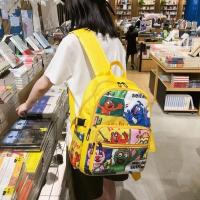 芝麻街ins潮牌书包女2019新款韩版帆布背包高中学生森系双肩包 黄色