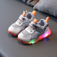 亮灯凉鞋包头鞋2021夏季新款发光男女儿童凉鞋单网夏季休闲童鞋 k519灰色[漏网运动鞋] 内长14.0cm 22码