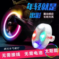 太阳能气门嘴灯摩托车电动改装轮毂胎灯防水七彩风火轮爆闪装饰灯 太阳能自动充电(1个)15模式闪