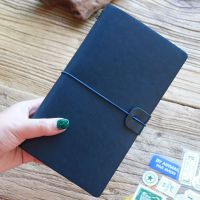 笔记本子网格简约A6复古手账本创意旅行记事本活页手帐商务日记本 D009手帐-深蓝色