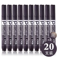 得力记号笔黑色粗头大容量马克笔勾线笔油性笔防水不易掉色大头笔 黑色-20支