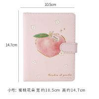 笔记本蜜桃说A5磁扣本小清新PU皮日记本学生彩页少女心记事手帐本 小号-蜜桃花朵