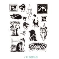打字机字母 手账硅胶透明 印章 复古怀旧长尾夹手帐素材 印章 Y49 猫咪乐园