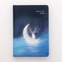 创意插画夜光PU手账本礼盒套装胶带印章手账周边日记手帐笔记本子 月船精装本(只有本子)