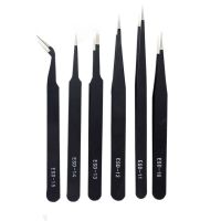 不锈钢防静电镊子尖头弯头扁头手表手机精密仪器维修手账夹持工具 不锈钢防静电镊子 10号[短尖头]