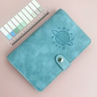 少女心活页手账本套装笔记本子可爱原创日系ins风小清新手帐本子 H666星球 复古青 方格本+收纳袋*3