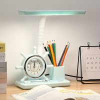儿童学习护眼书桌可爱卡通多功能保视力床头灯卧室专用高亮台灯 5538螺旋桨蓝色