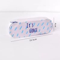 韩国简约透明铅笔袋创意可爱小清新学生文具盒女高中生韩版文具袋 小雨点(长方形帆布)