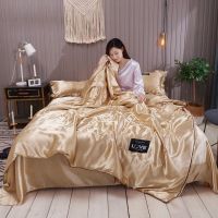 维科家纺夏被四件套空调被三件套仿真丝冰感夏凉被宿舍双人可水洗 驼色-冰爽-柔软 150x200cm 单人 单件夏被