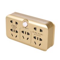 沪雅转换插头无线安全门电源插座多用USB插头家用排插转换器 升级款金色安全门904A不带USB