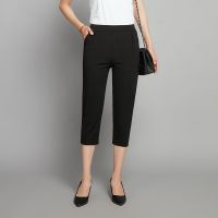 夏季新款哈伦裤女裤韩版宽松显瘦大码九分萝卜裤休闲弹力小脚裤女 黑色七分裤 M [80-95斤]