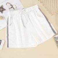 大码休闲短裤女夏2021宽松胖妹妹mm弹力松紧腰显瘦阔腿五分中裤子 白色[8201款] S 90以内