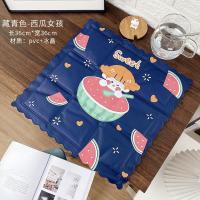 夏季降温冰垫坐垫卡通可爱学生宿舍午睡椅垫夏天免注水透气冰凉枕 藏青色-西瓜女孩