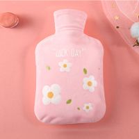 热水袋注水可爱毛绒橡胶插手灌水暖水袋女学生老式装水暖手宝新款 粉色-卡通小号500ml