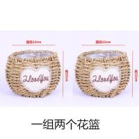 藤编花篮草编花盆手工编织田园插花柳编壁挂摆件绿萝干花手提吊挂 圆口小号 大