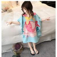 儿童斗篷式浴巾毛巾大童卡通造型超可爱适用于水上乐园小朋友超爱 粉色鱼鱼[60*120]