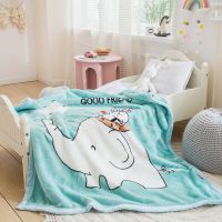 儿童婴儿毛毯小被子双层加厚春秋季新生宝宝幼儿园午睡珊瑚绒毯子 气泡象-湖蓝[加厚双层云毯] 105x130[1.8斤左右