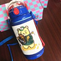 316不锈钢儿童保温杯带吸管两用男女学生幼儿园宝宝喝水杯防摔 500毫升304钢吸管保温杯洛克克蓝 送杯套