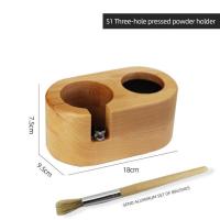 咖啡压粉座 手柄支架实木粉锤布粉器58压粉器51mm咖啡机手柄底座 51MM 双孔(可配原装手柄