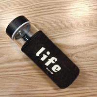 [耐高温开水]细长型玻璃杯带防烫杯套暖手带提绳便捷水杯子男女 黑盖杯子(360mL 不怕开水) 单杯子(无杯套 无杯刷)