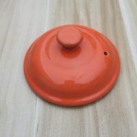 彩色砂锅盖配件陶瓷砂锅盖子黄色彩盖汤锅炖锅盖子汤煲盖锅盖 盖子直径14.5cm橘红色