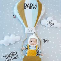 宝宝百天摄影服装 满月主题宝宝拍照道具 百日婴儿拍摄衣服 热气球主题 (0-5个月)