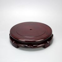 木质底座摆件奇石花盆景花瓶香炉玉佛陶瓷鱼缸底座圆形旋转木托架 直径6厘米高3