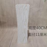 欧式藤编花瓶干花插花落地花瓶花器客厅大堂落地装饰花艺摆件 白石纹40cm精品木质